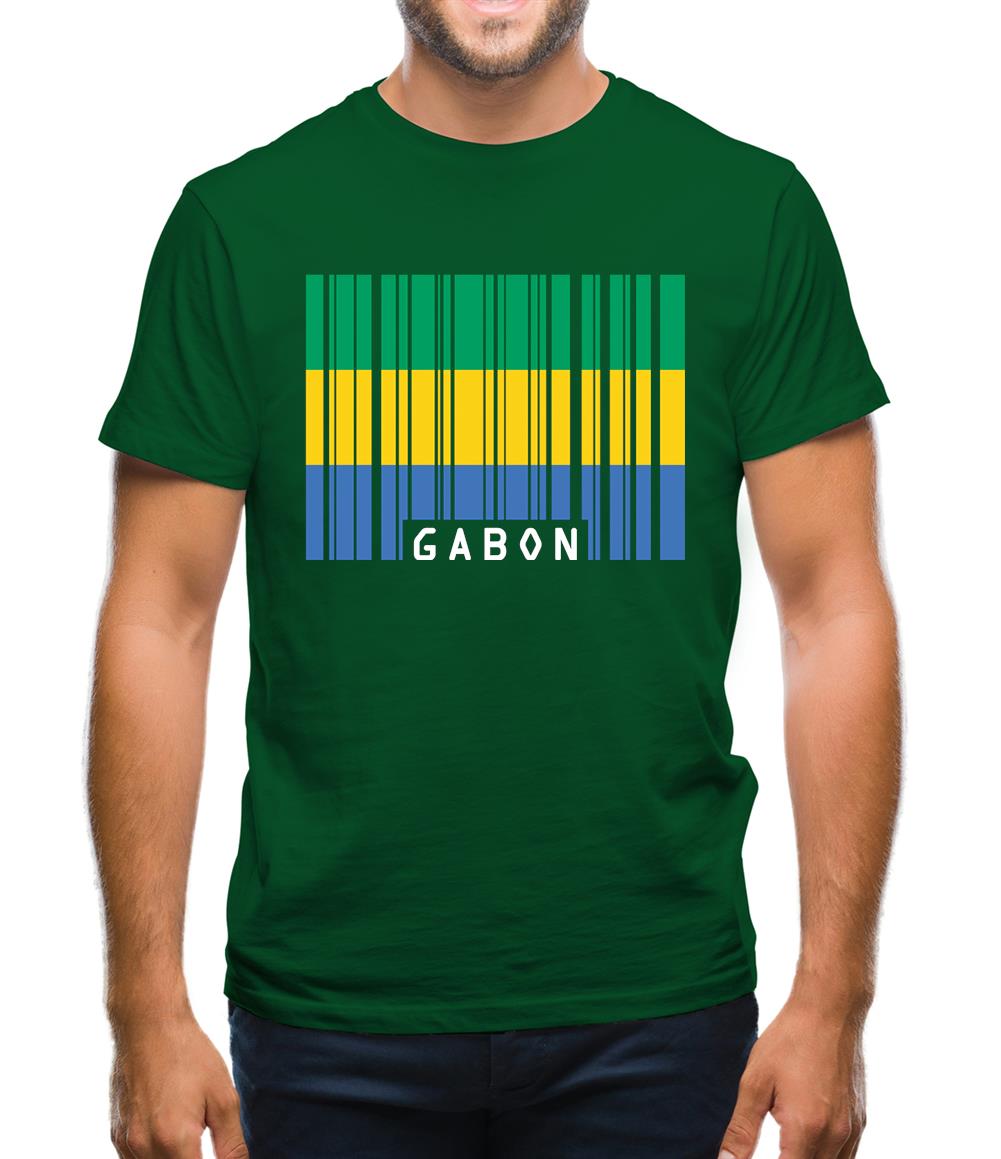 Gabon Barcode Style Flag Mens T-Shirt