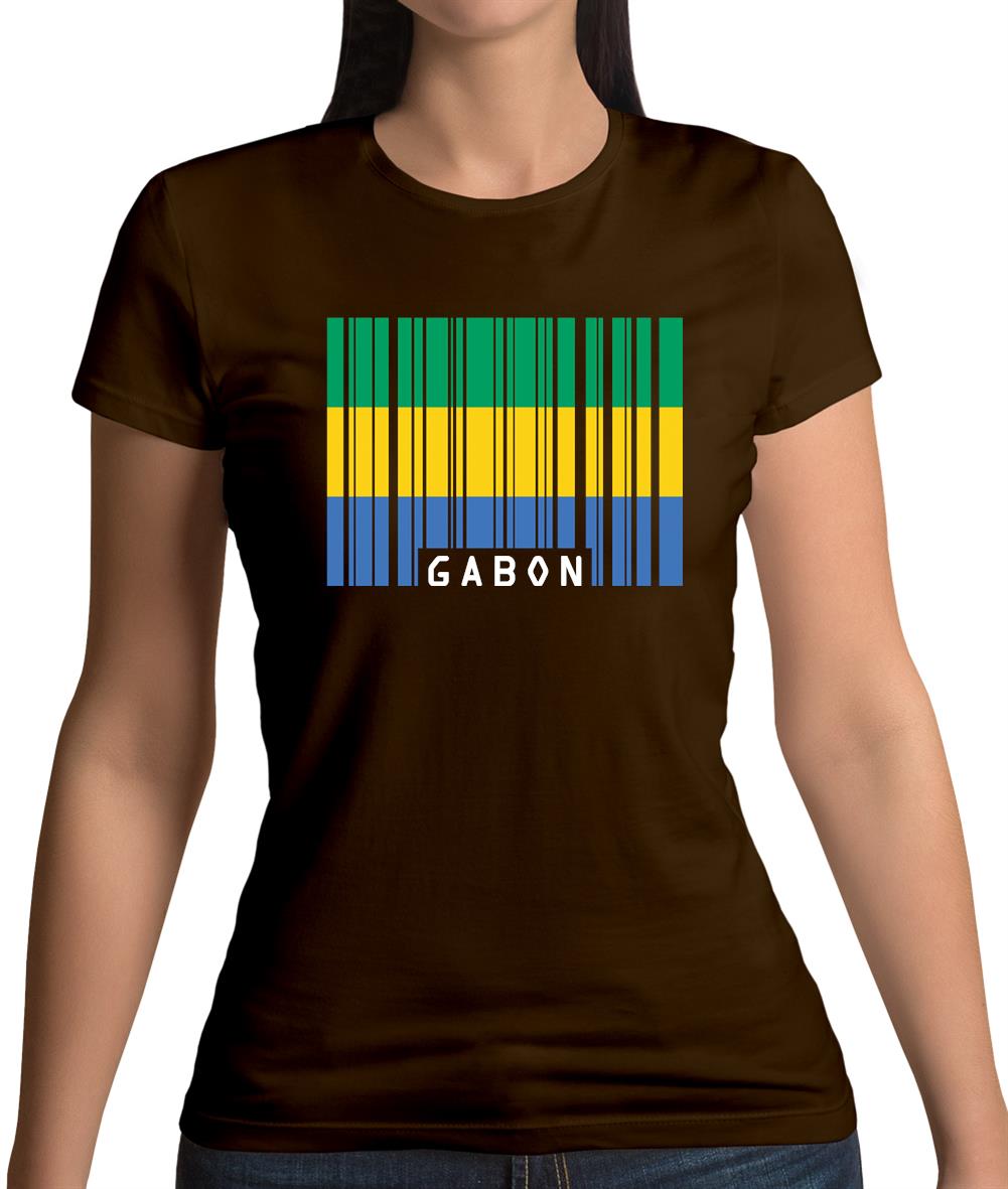 Gabon Barcode Style Flag Womens T-Shirt