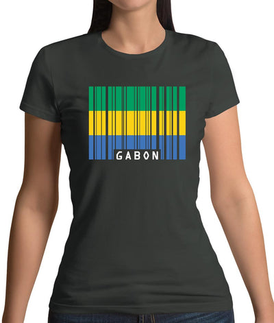Gabon Barcode Style Flag Womens T-Shirt