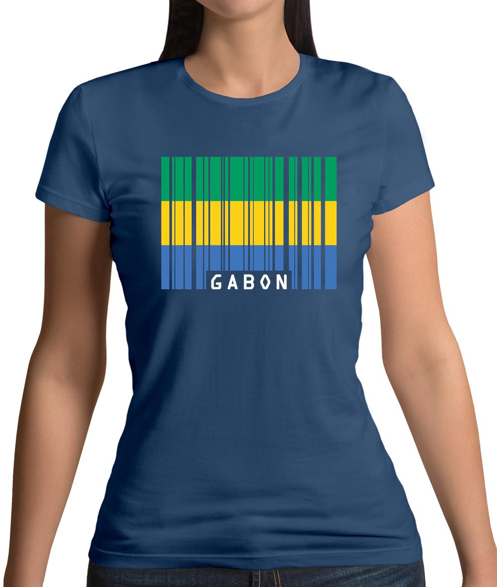 Gabon Barcode Style Flag Womens T-Shirt
