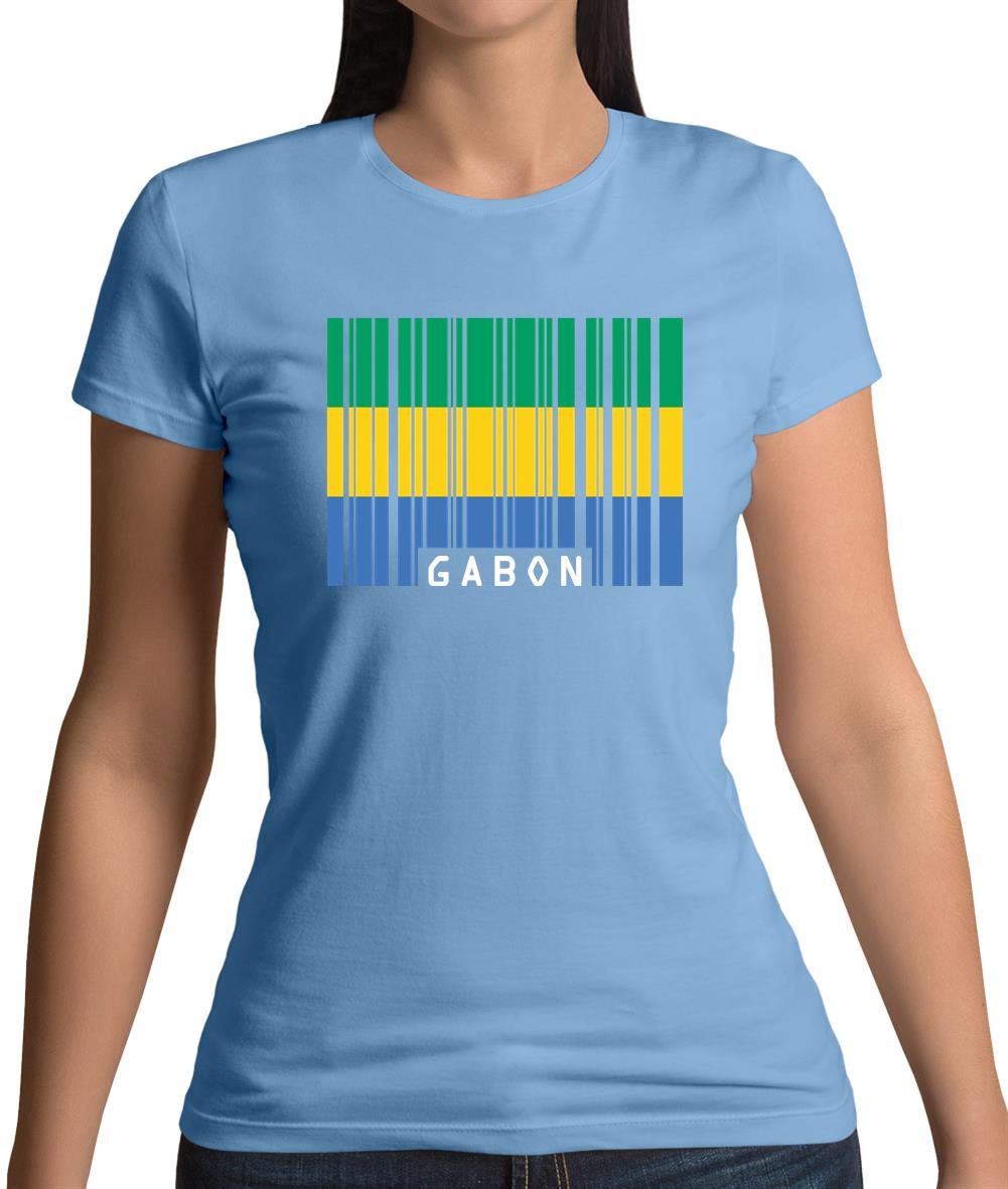 Gabon Barcode Style Flag Womens T-Shirt
