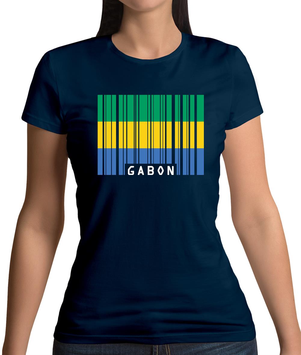 Gabon Barcode Style Flag Womens T-Shirt