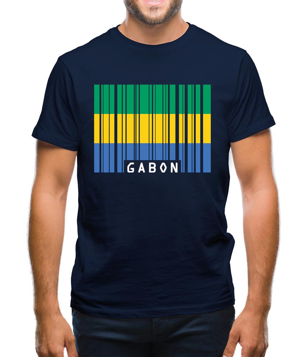 Gabon Barcode Style Flag Mens T-Shirt