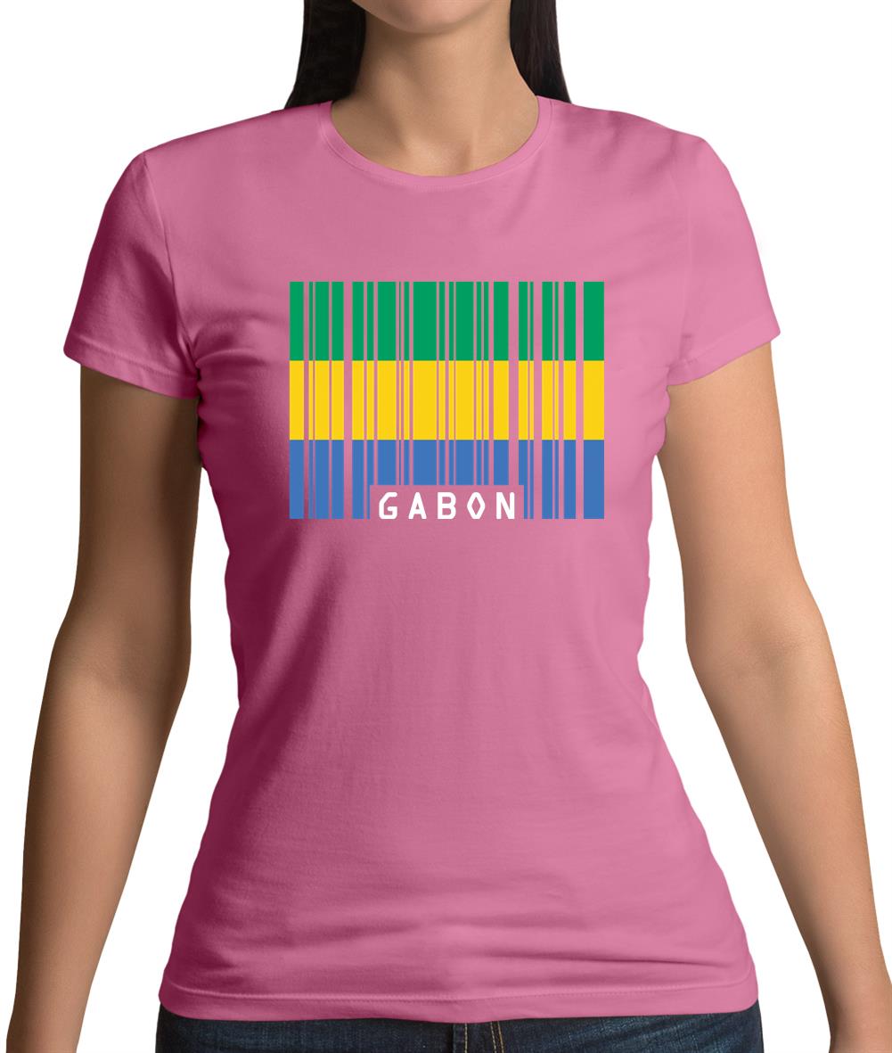 Gabon Barcode Style Flag Womens T-Shirt