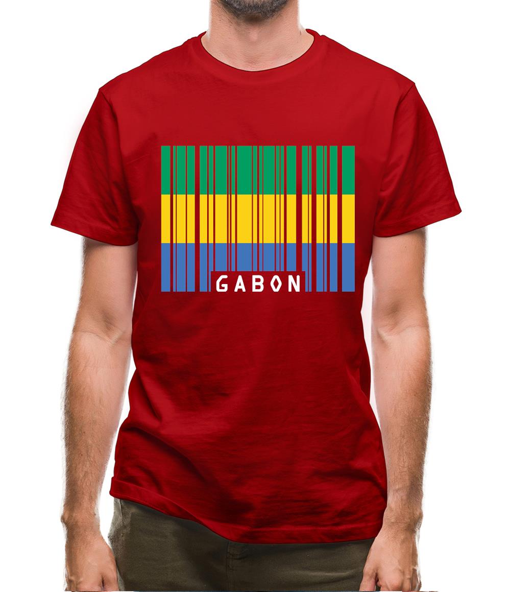 Gabon Barcode Style Flag Mens T-Shirt