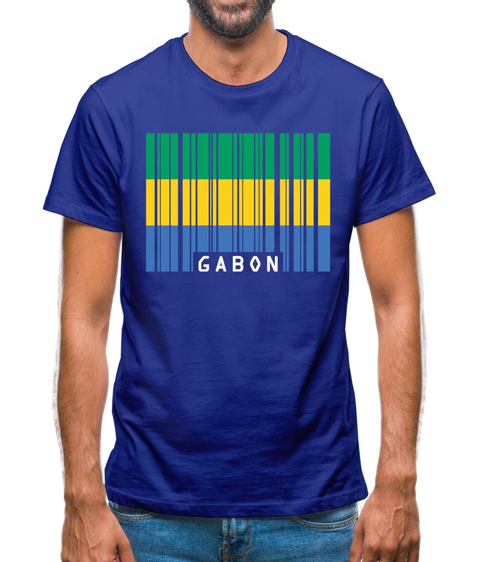 Gabon Barcode Style Flag Mens T-Shirt
