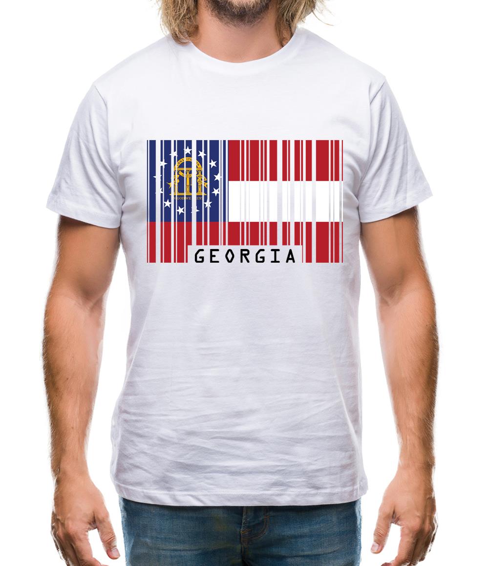 Georgia Barcode Style Flag Mens T-Shirt