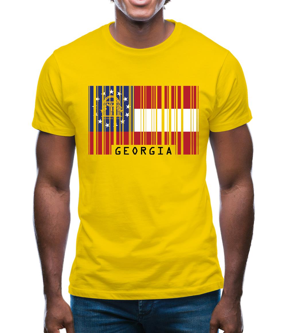 Georgia Barcode Style Flag Mens T-Shirt