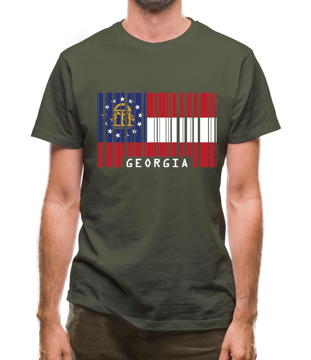 Georgia Barcode Style Flag Mens T-Shirt