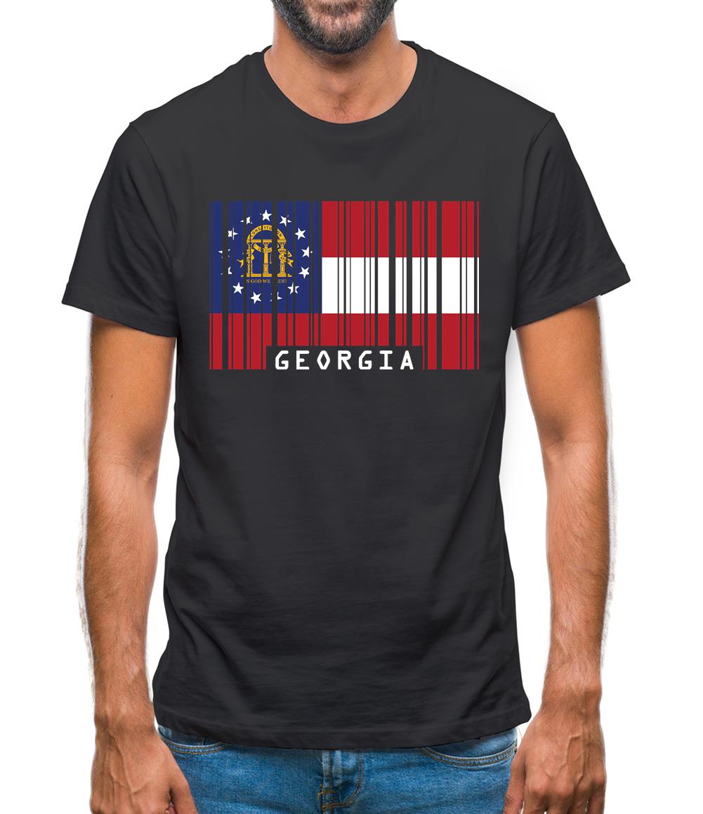 Georgia Barcode Style Flag Mens T-Shirt