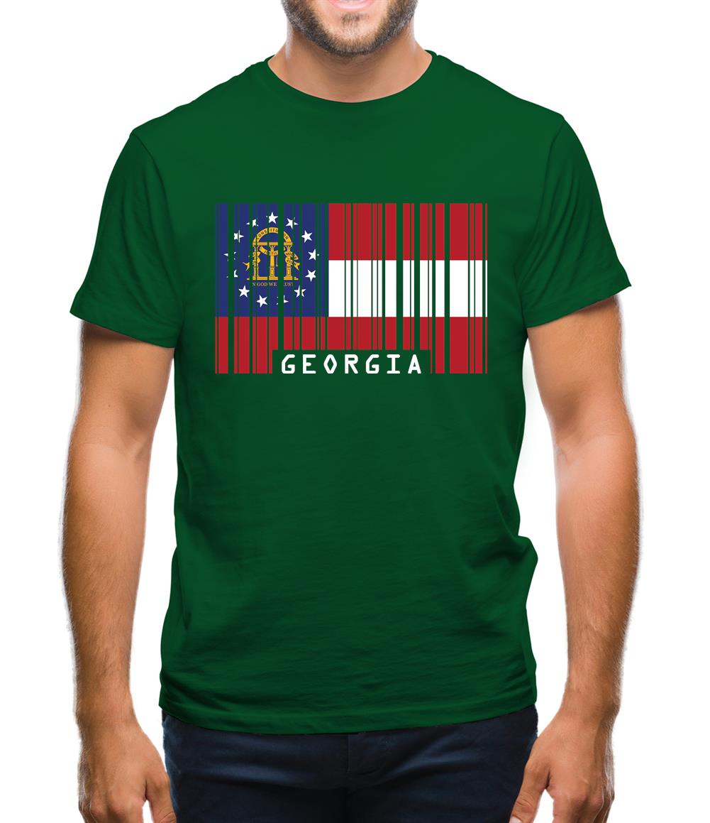 Georgia Barcode Style Flag Mens T-Shirt