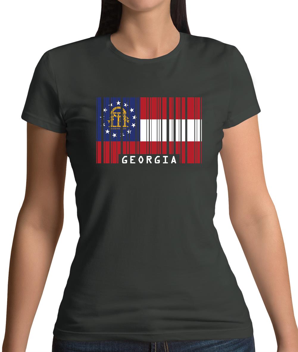 Georgia Barcode Style Flag Womens T-Shirt