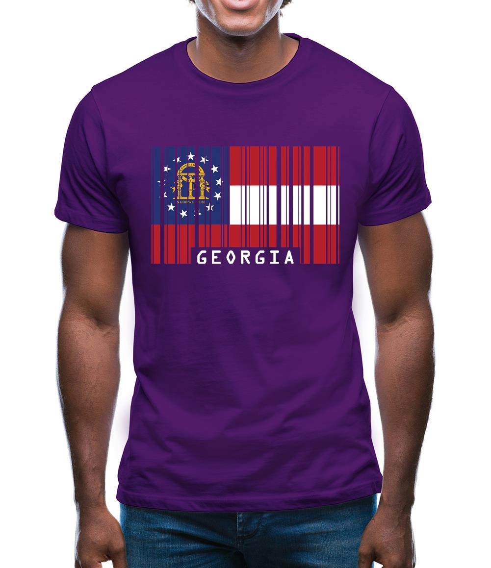 Georgia Barcode Style Flag Mens T-Shirt