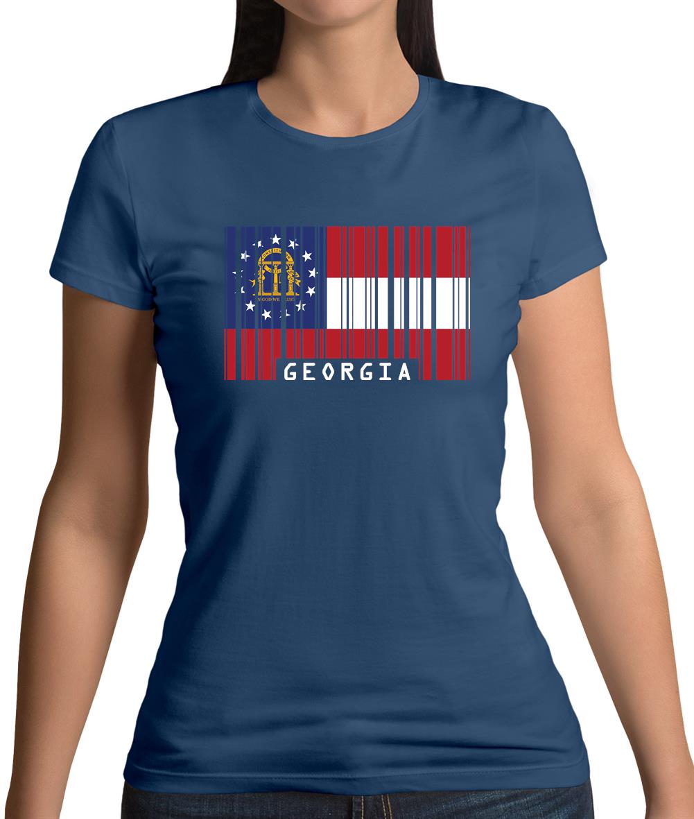 Georgia Barcode Style Flag Womens T-Shirt