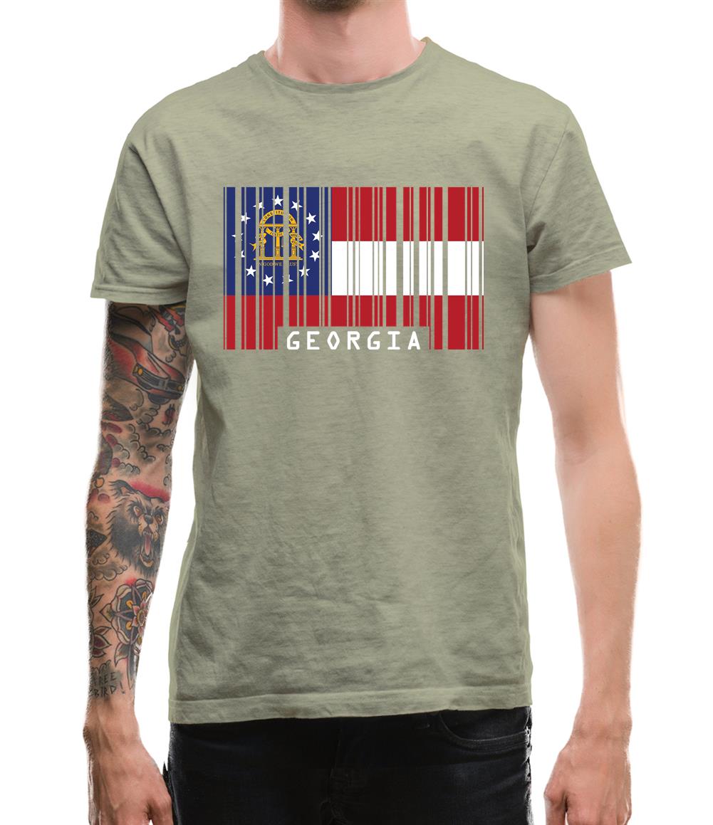Georgia Barcode Style Flag Mens T-Shirt