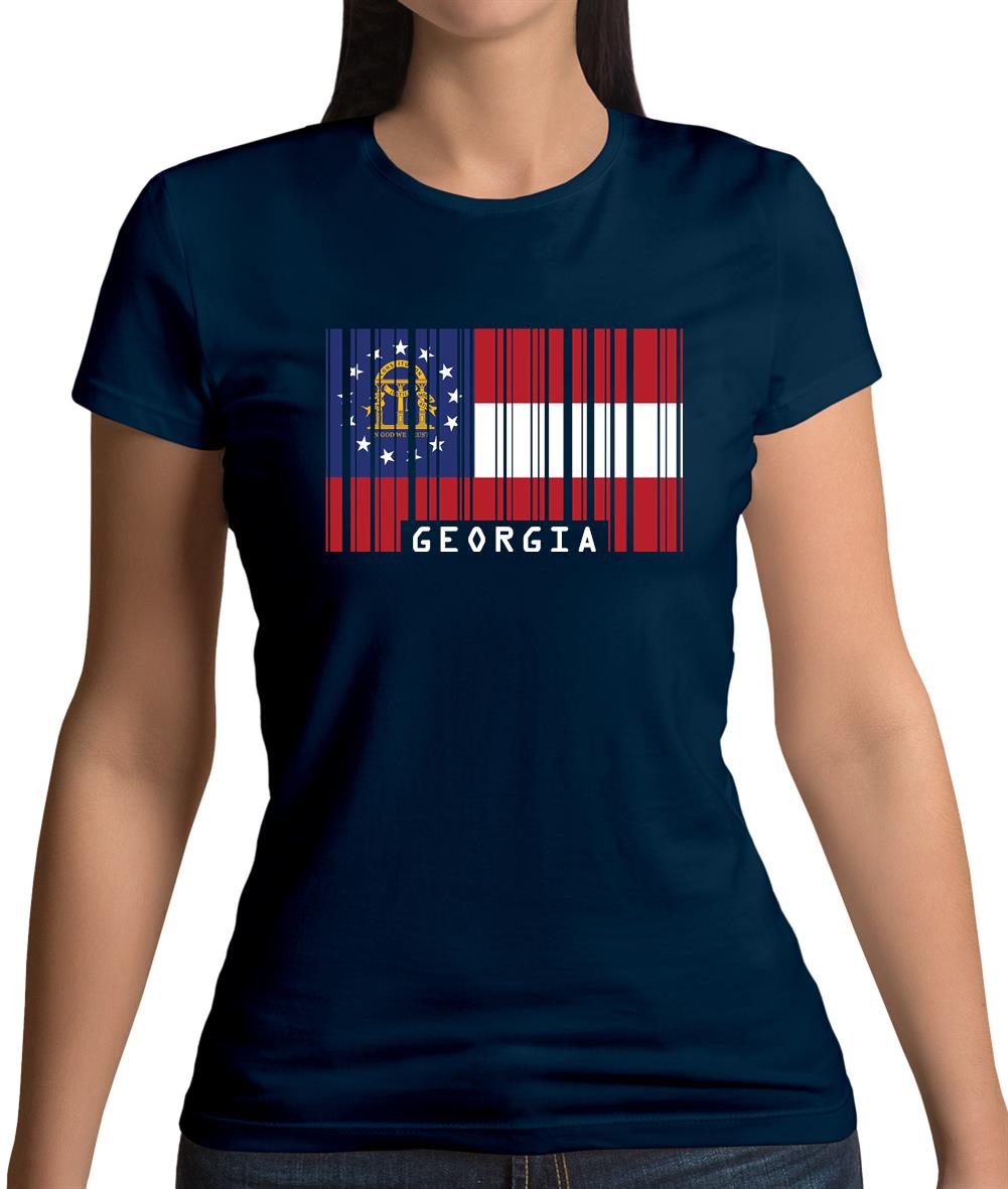 Georgia Barcode Style Flag Womens T-Shirt