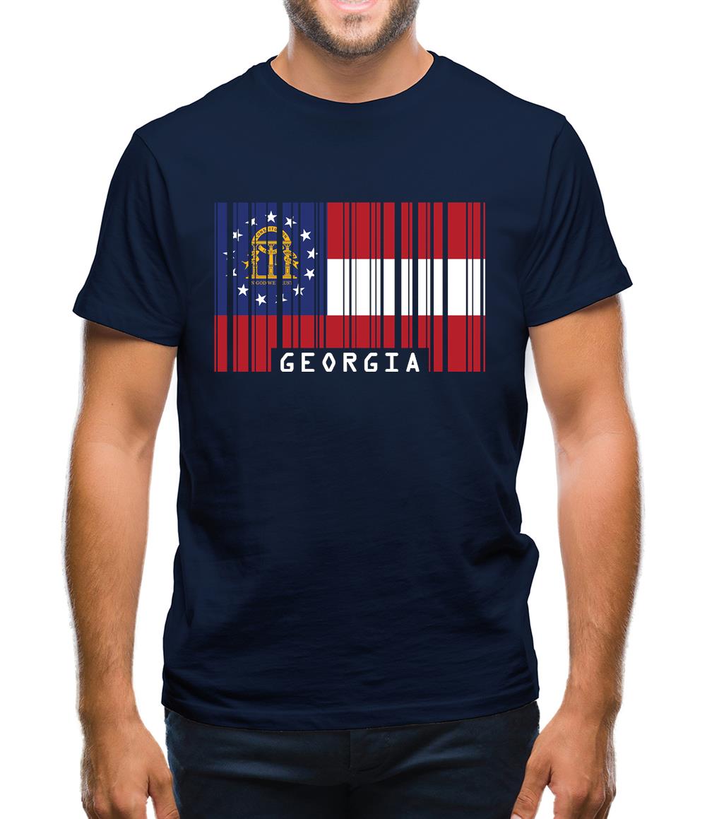Georgia Barcode Style Flag Mens T-Shirt