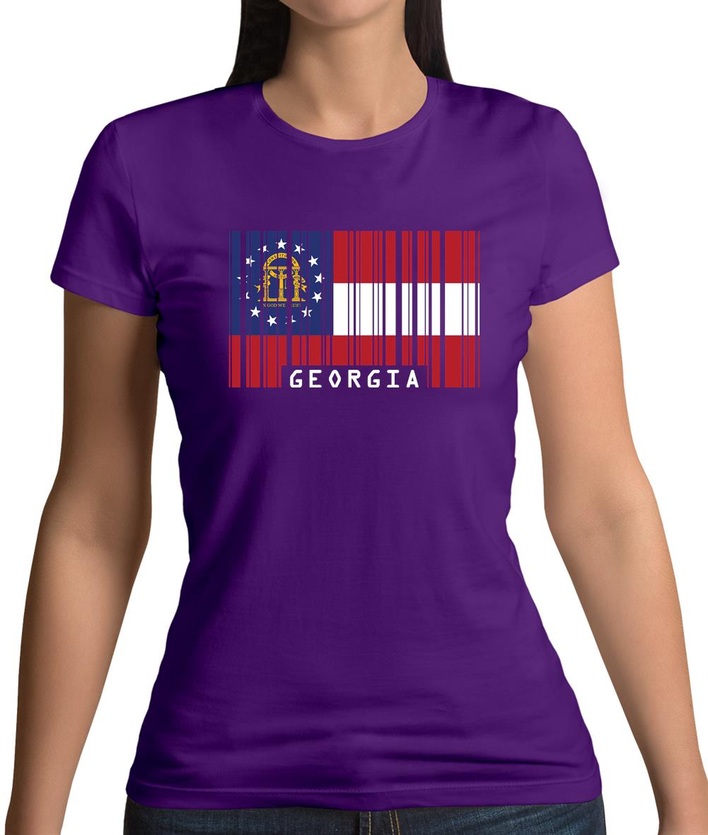 Georgia Barcode Style Flag Womens T-Shirt