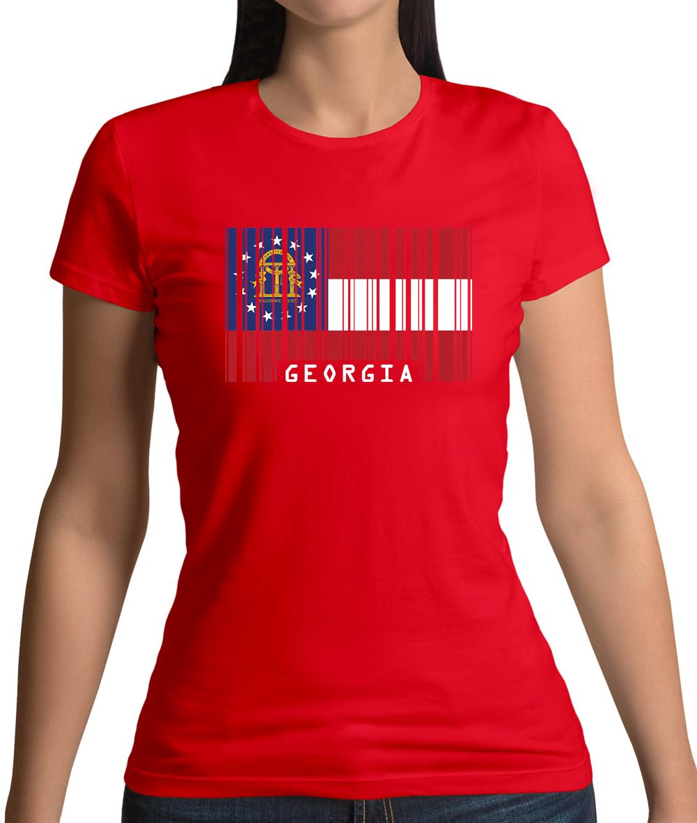 Georgia Barcode Style Flag Womens T-Shirt