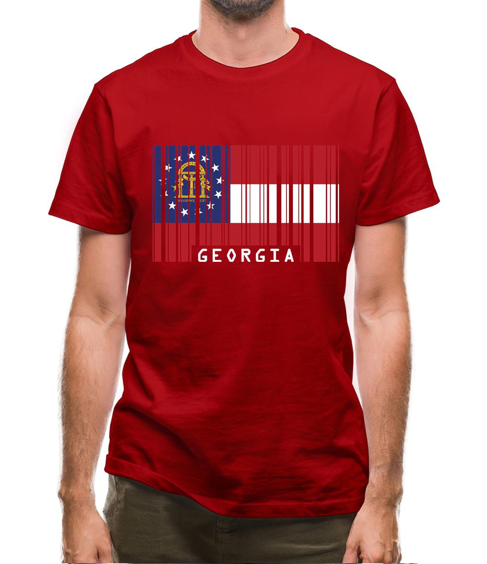 Georgia Barcode Style Flag Mens T-Shirt