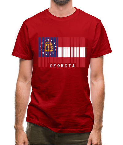 Georgia Barcode Style Flag Mens T-Shirt