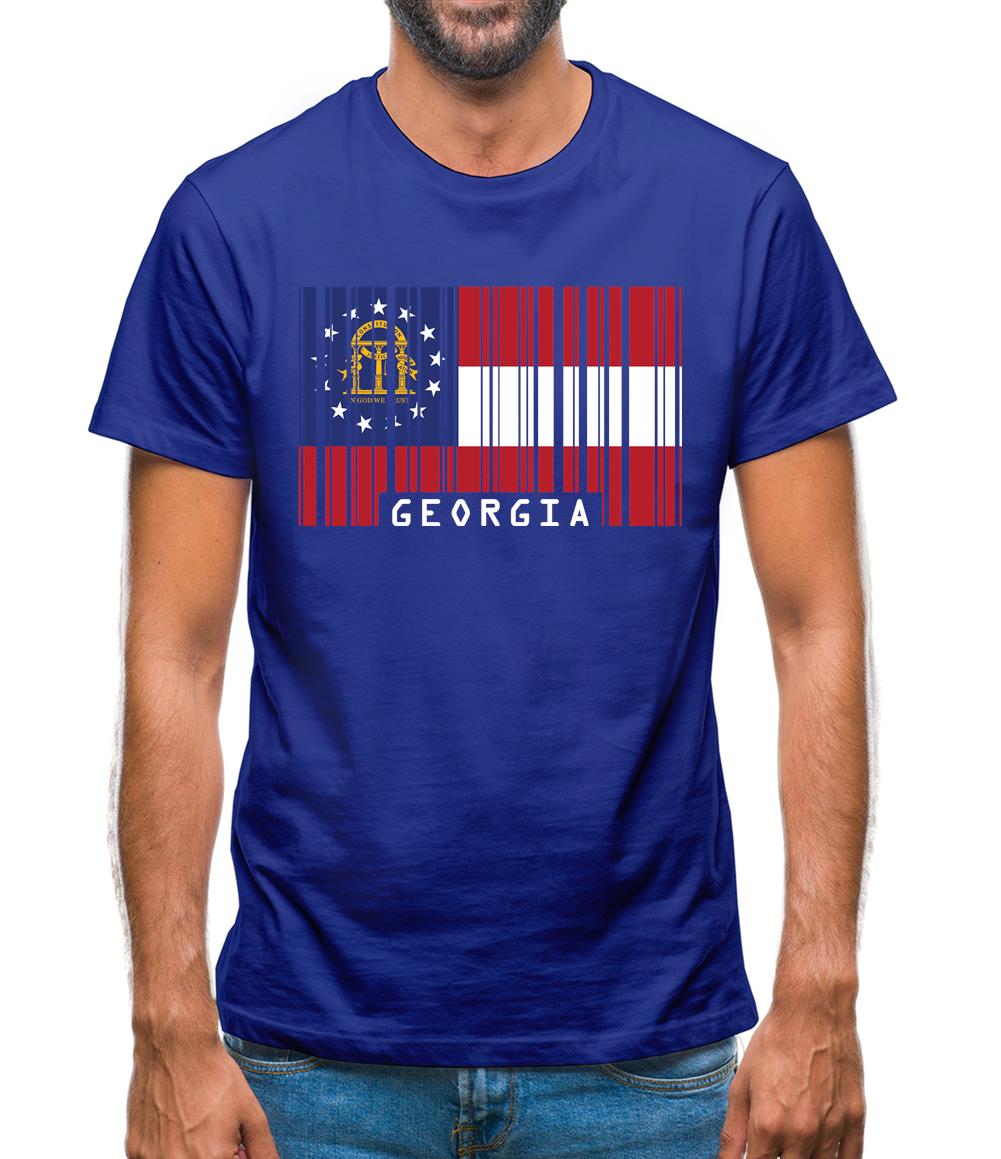 Georgia Barcode Style Flag Mens T-Shirt