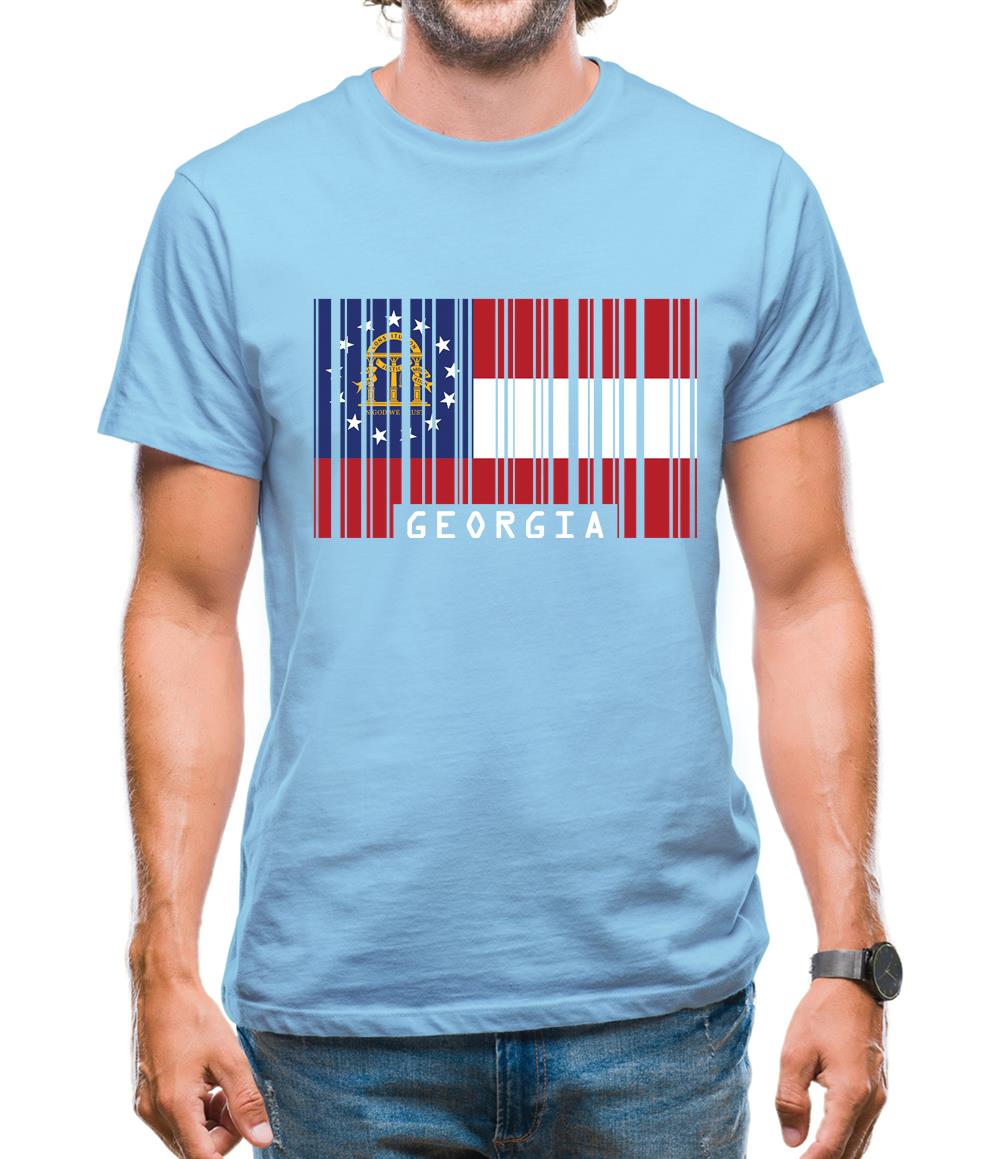 Georgia Barcode Style Flag Mens T-Shirt