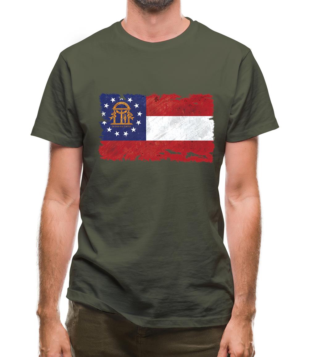 Georgia Grunge Style Flag Mens T-Shirt