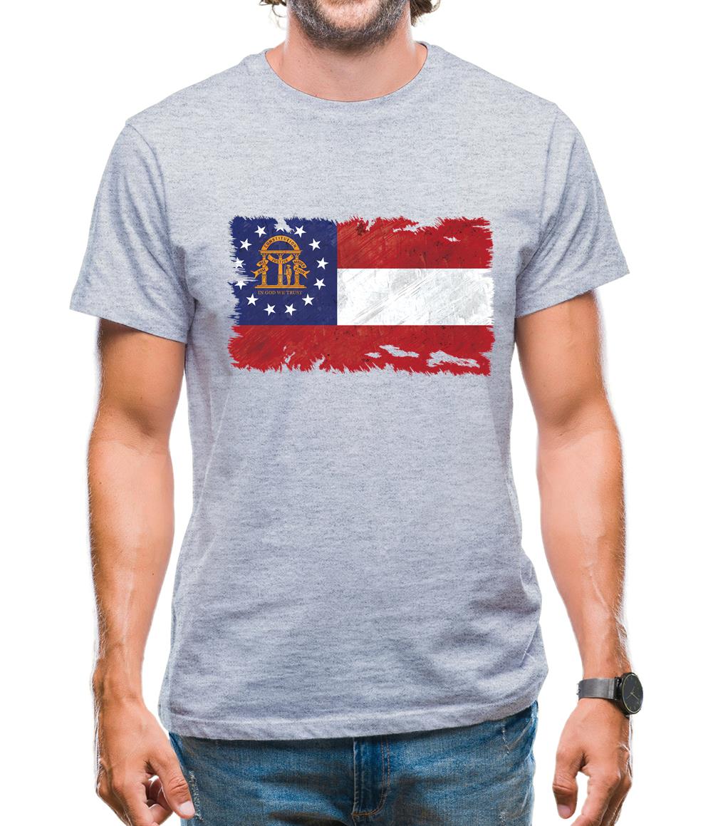 Georgia Grunge Style Flag Mens T-Shirt