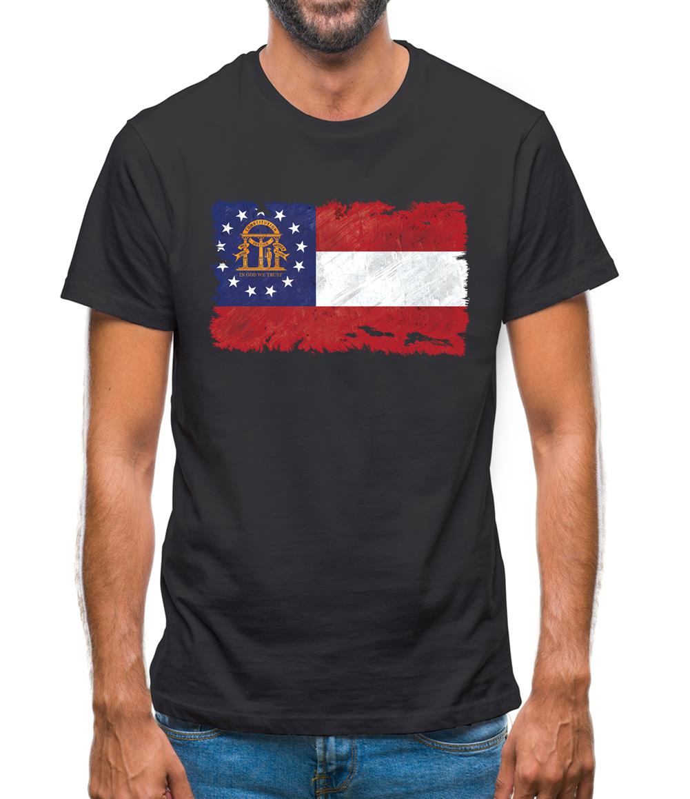 Georgia Grunge Style Flag Mens T-Shirt