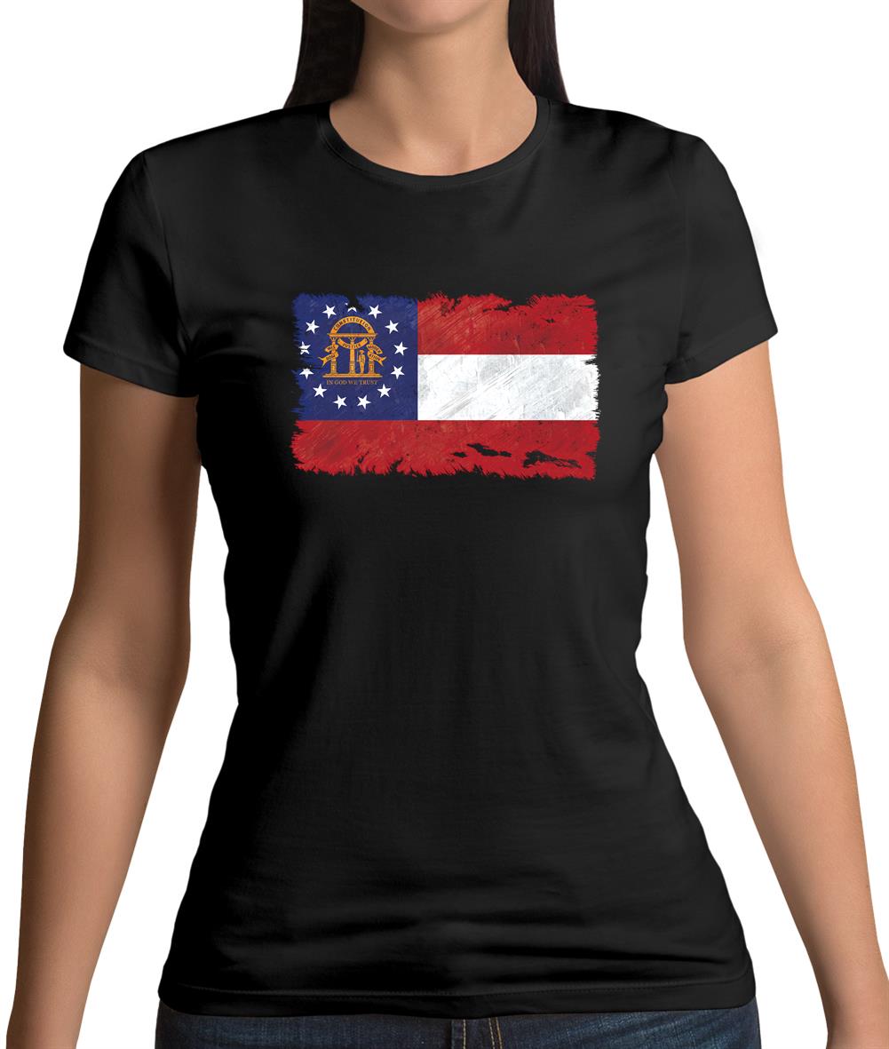 Georgia Grunge Style Flag Womens T-Shirt
