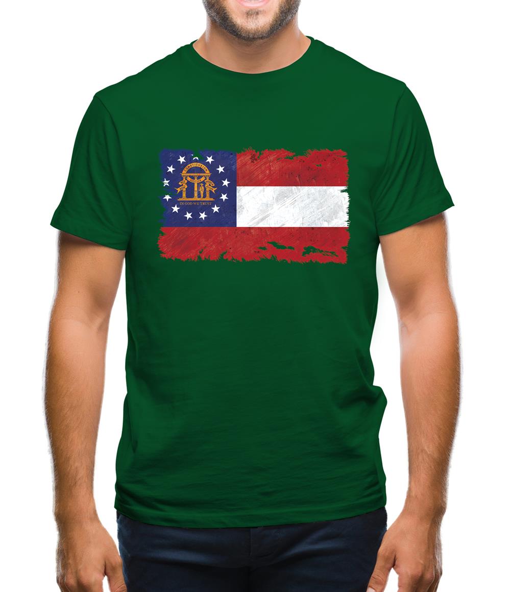 Georgia Grunge Style Flag Mens T-Shirt