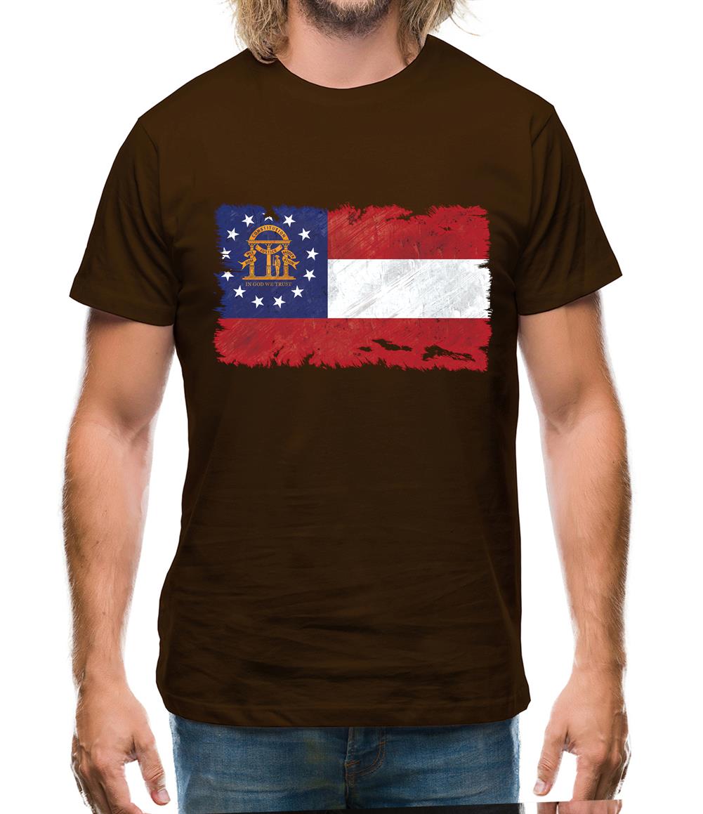 Georgia Grunge Style Flag Mens T-Shirt