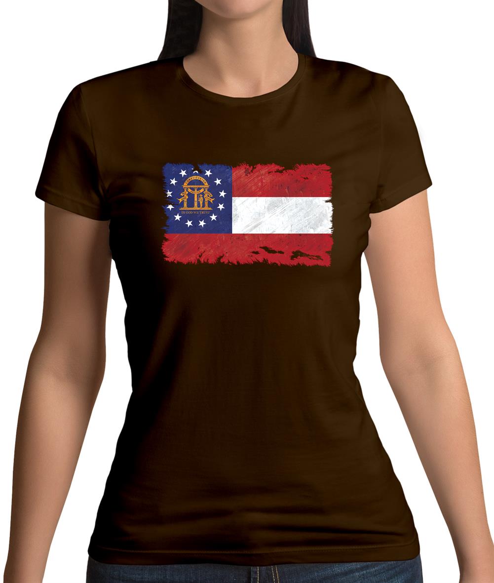 Georgia Grunge Style Flag Womens T-Shirt