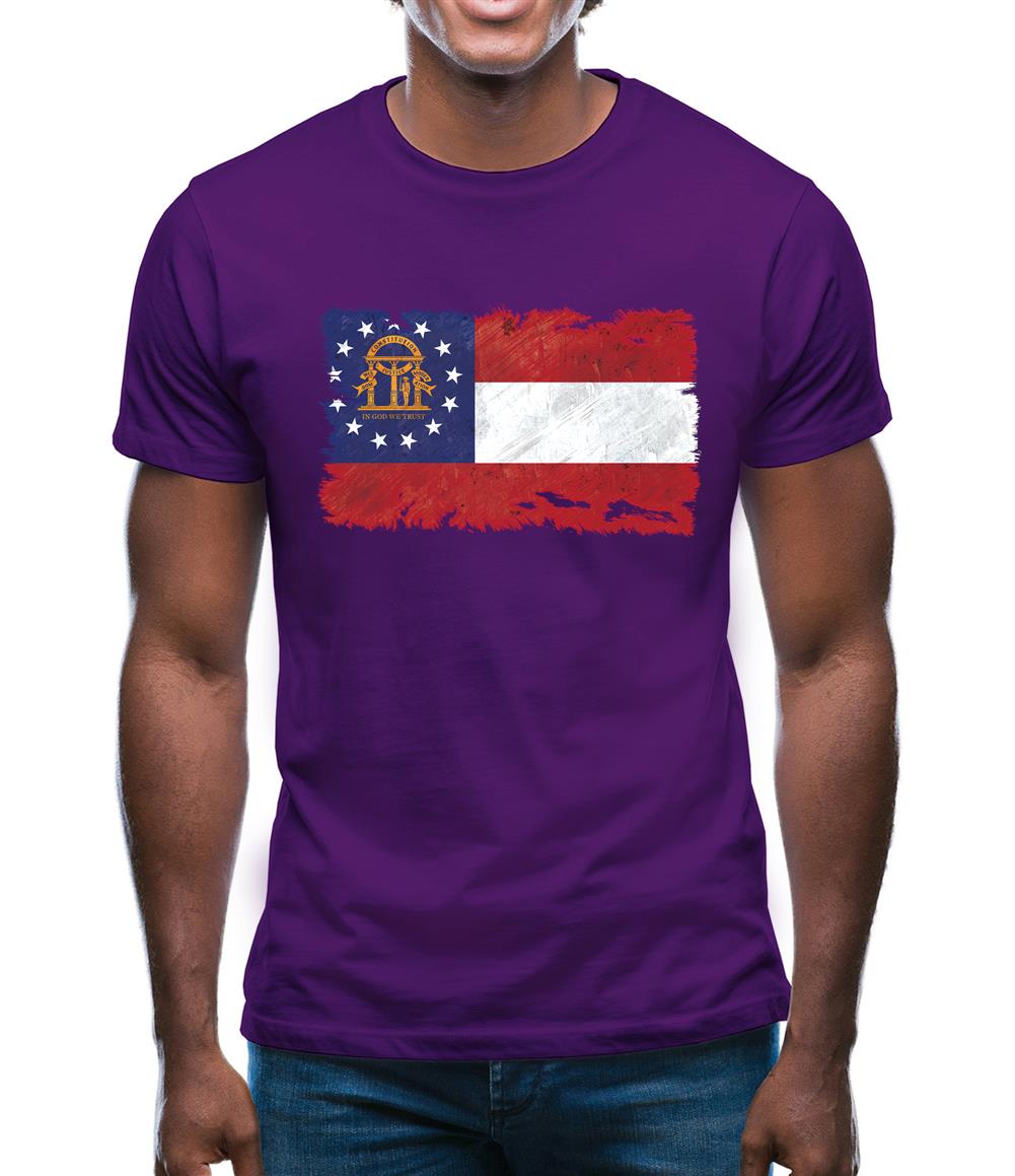 Georgia Grunge Style Flag Mens T-Shirt