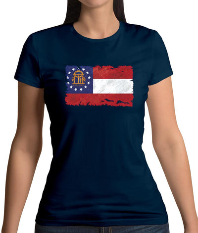 Georgia Grunge Style Flag Womens T-Shirt