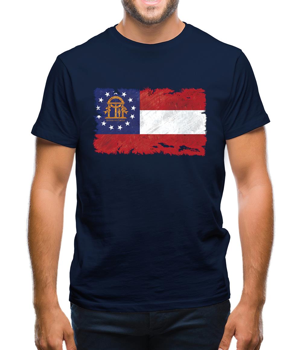 Georgia Grunge Style Flag Mens T-Shirt
