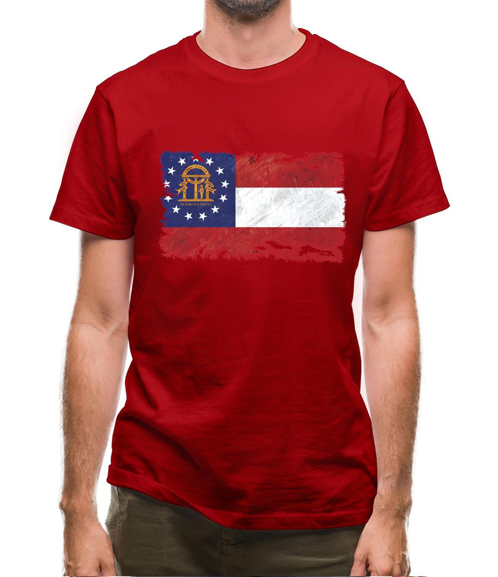 Georgia Grunge Style Flag Mens T-Shirt