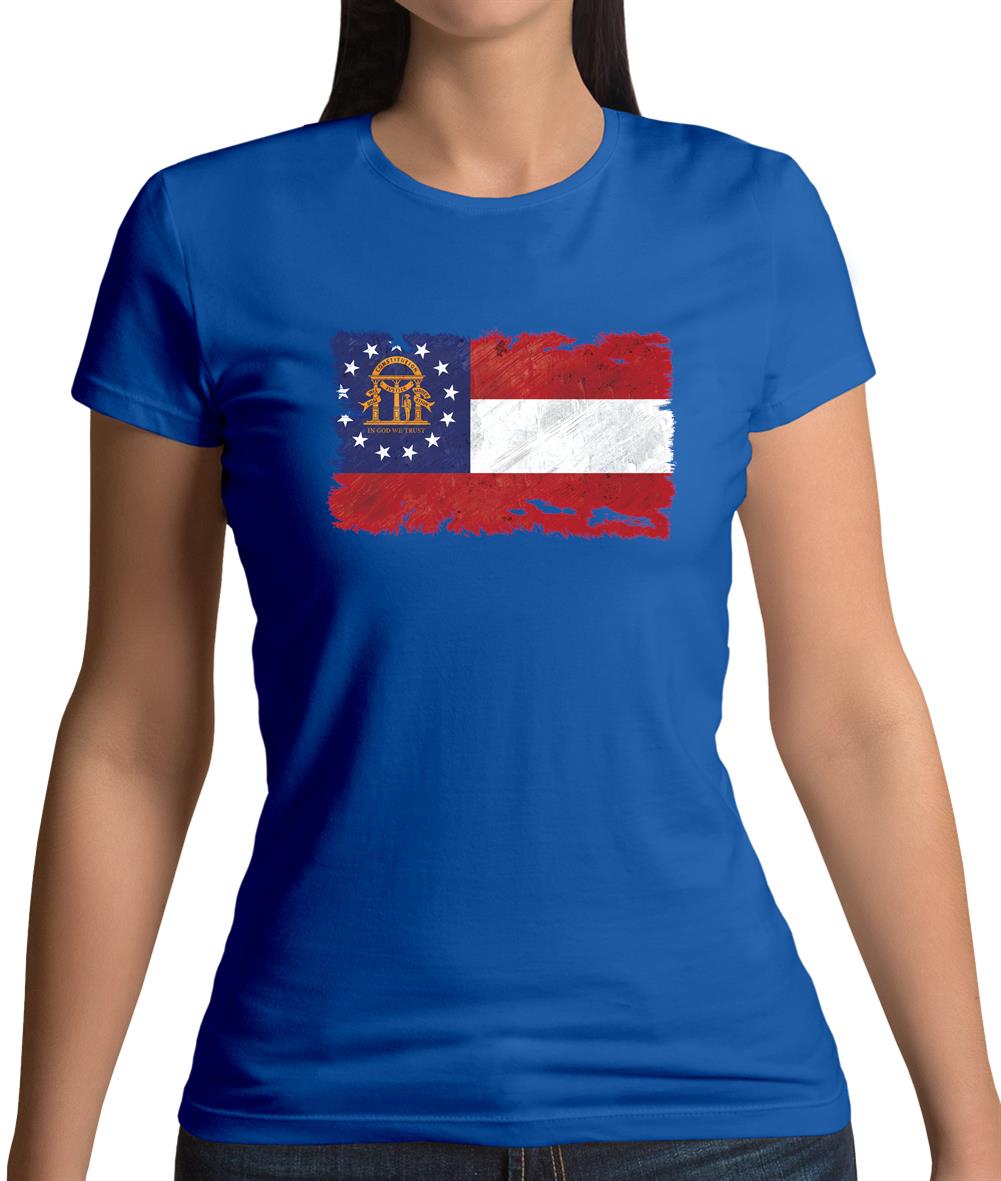 Georgia Grunge Style Flag Womens T-Shirt