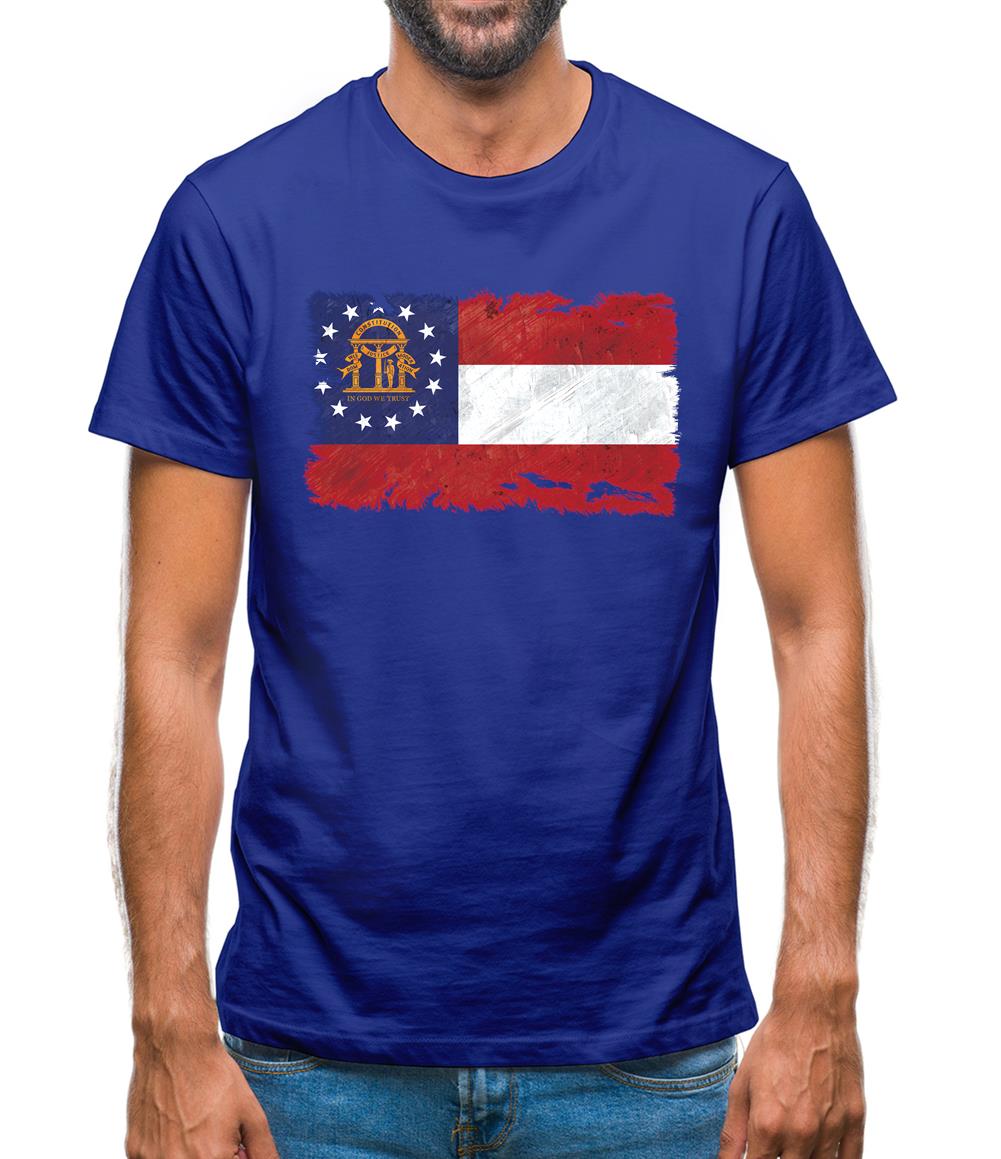 Georgia Grunge Style Flag Mens T-Shirt