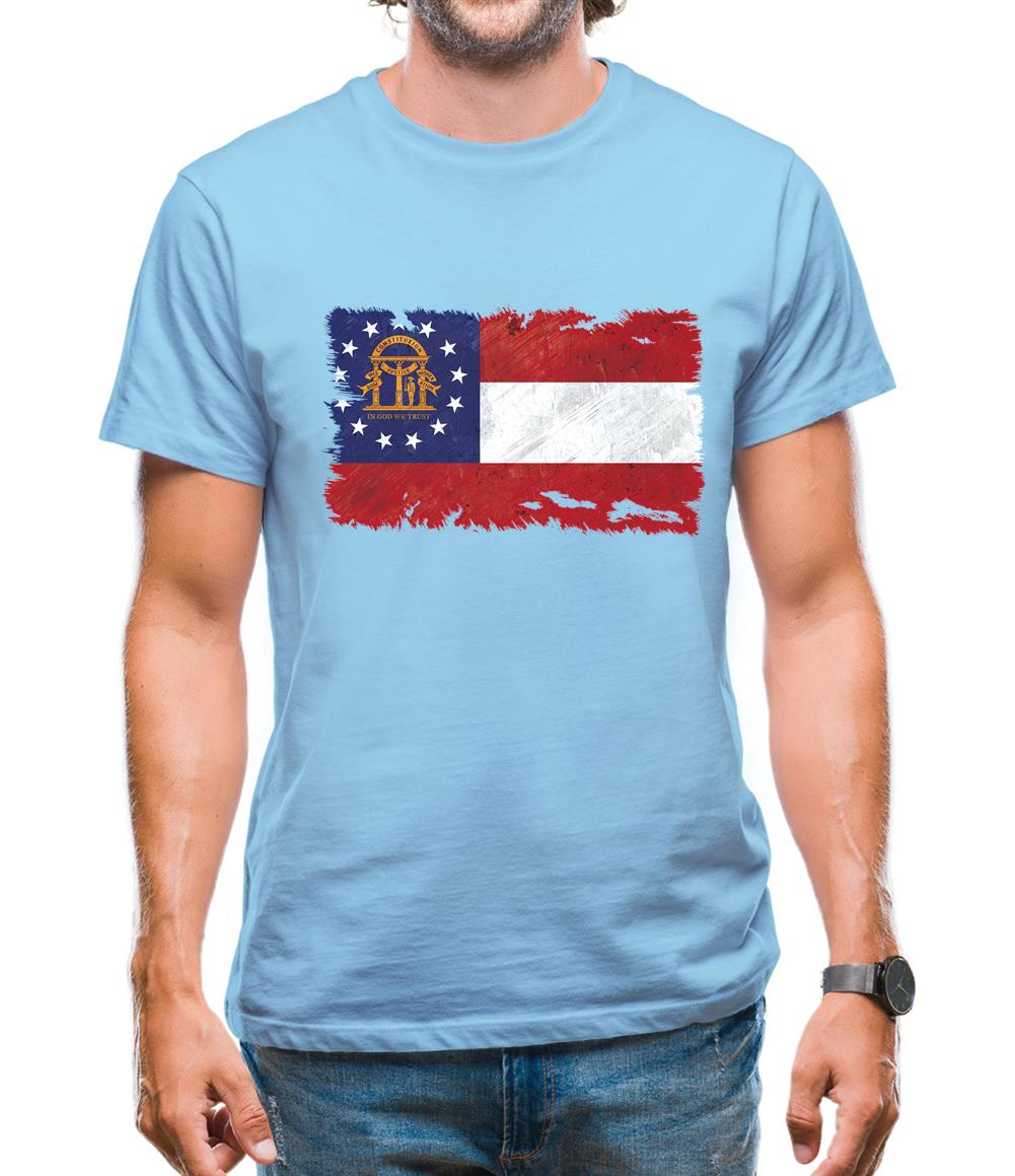 Georgia Grunge Style Flag Mens T-Shirt
