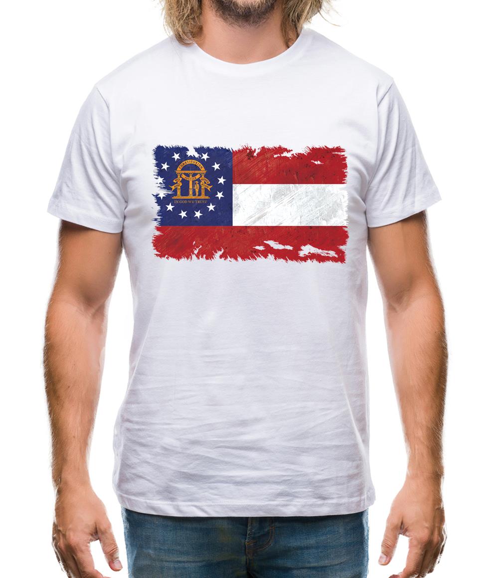 Georgia Grunge Style Flag Mens T-Shirt