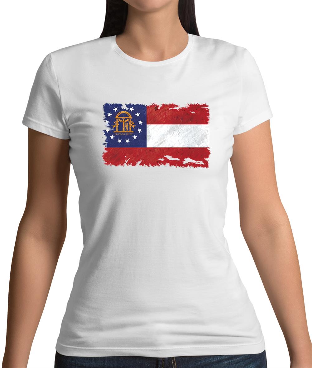 Georgia Grunge Style Flag Womens T-Shirt