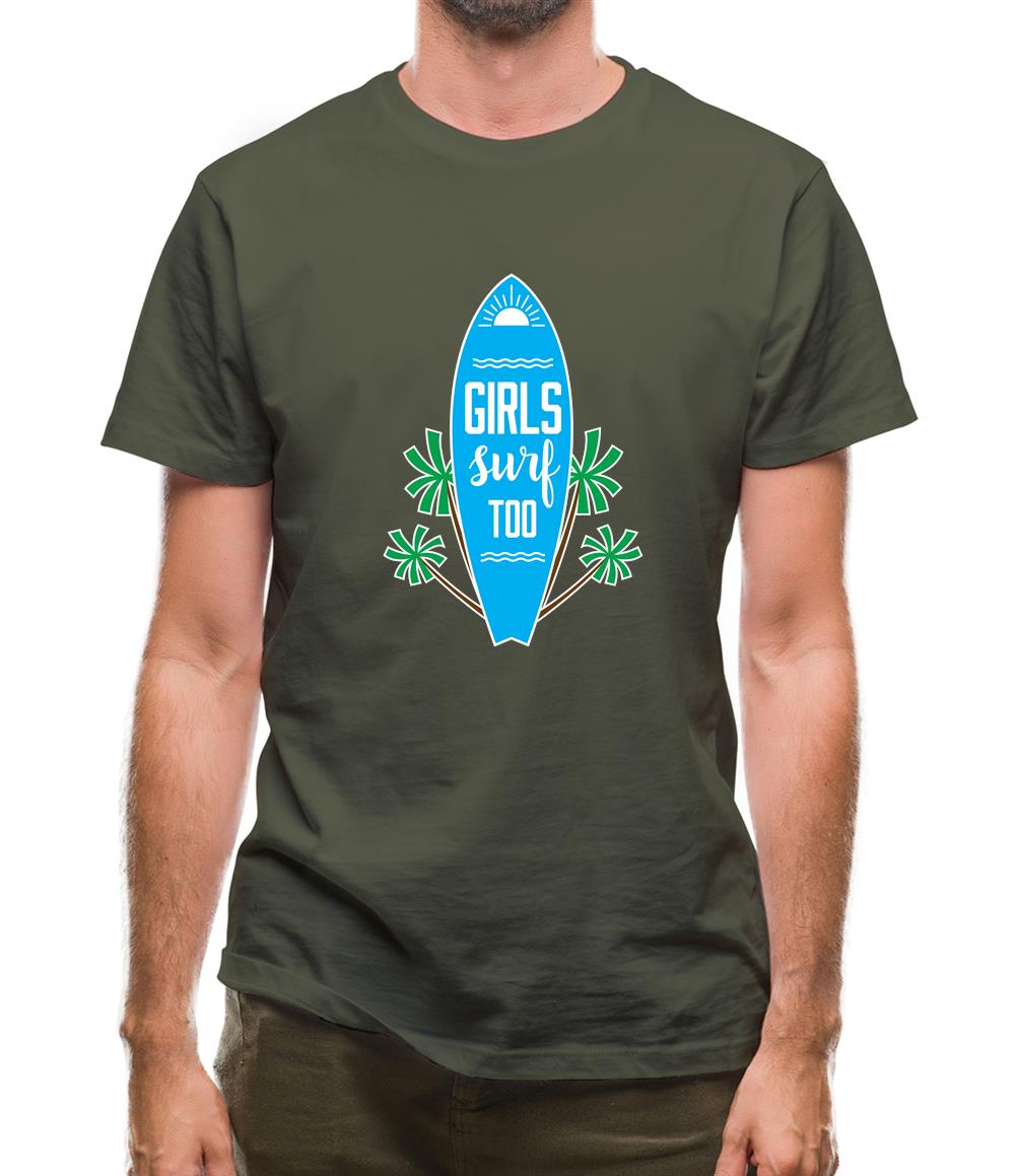 Girls Surf Too Mens T-Shirt