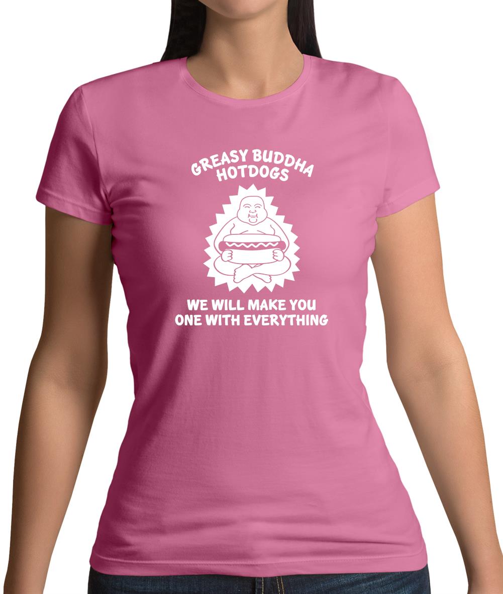 Greasy Buddha Hotdogs Womens T-Shirt