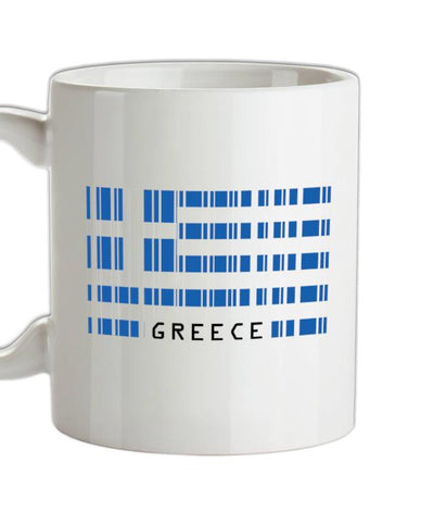 Greece Barcode Style Flag Ceramic Mug