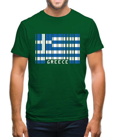 Greece Barcode Style Flag Mens T-Shirt