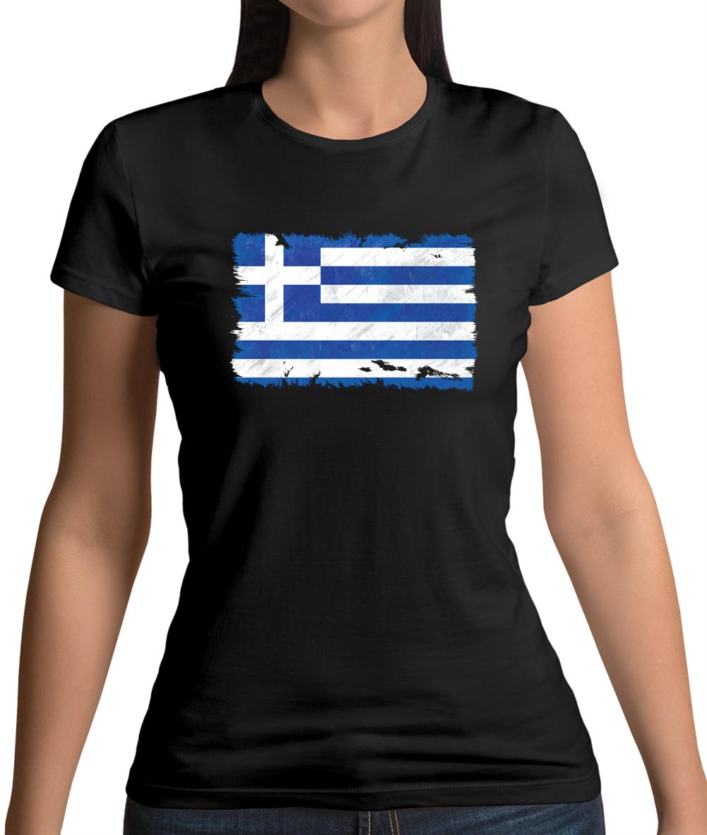 Greece Grunge Style Flag Womens T-Shirt