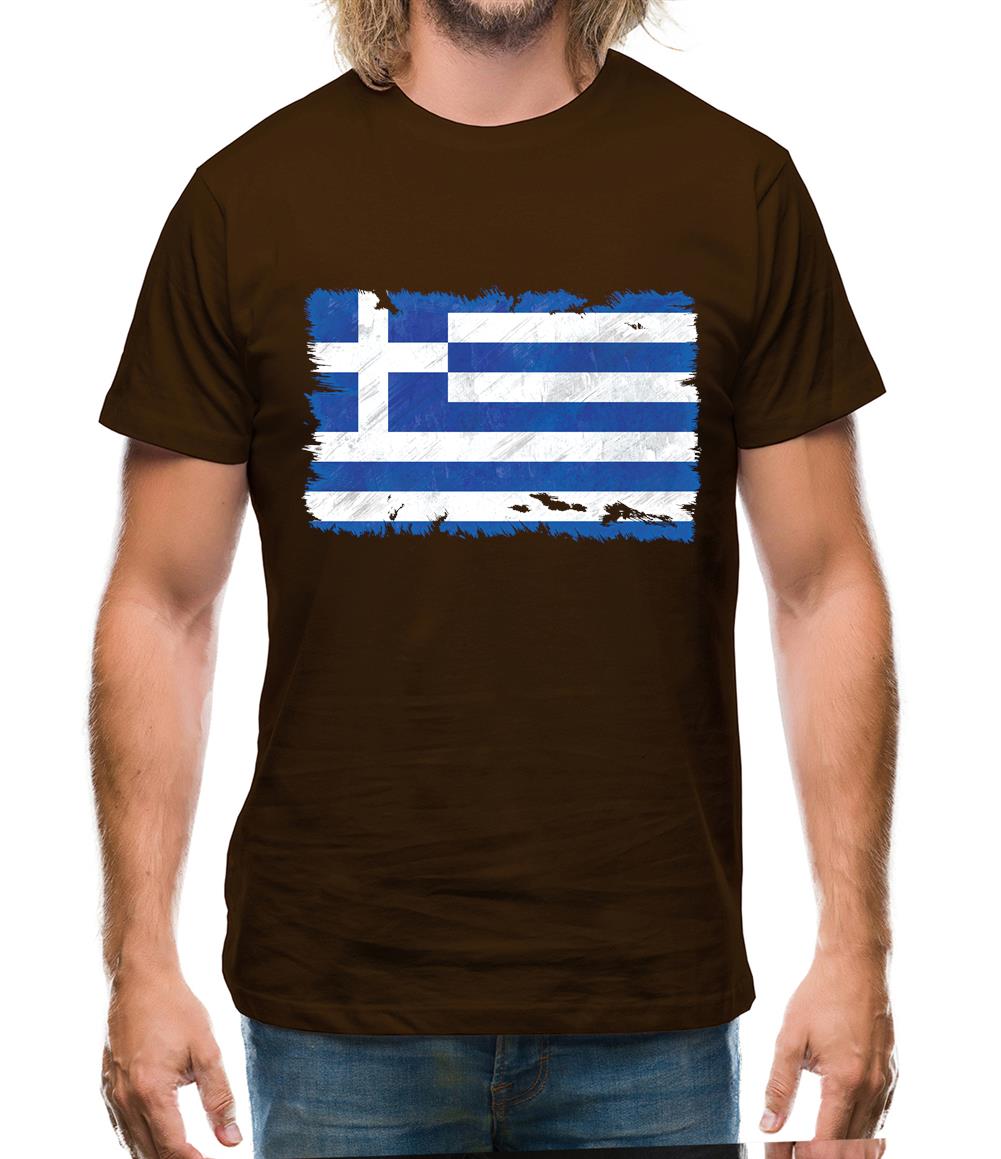 Greece Grunge Style Flag Mens T-Shirt