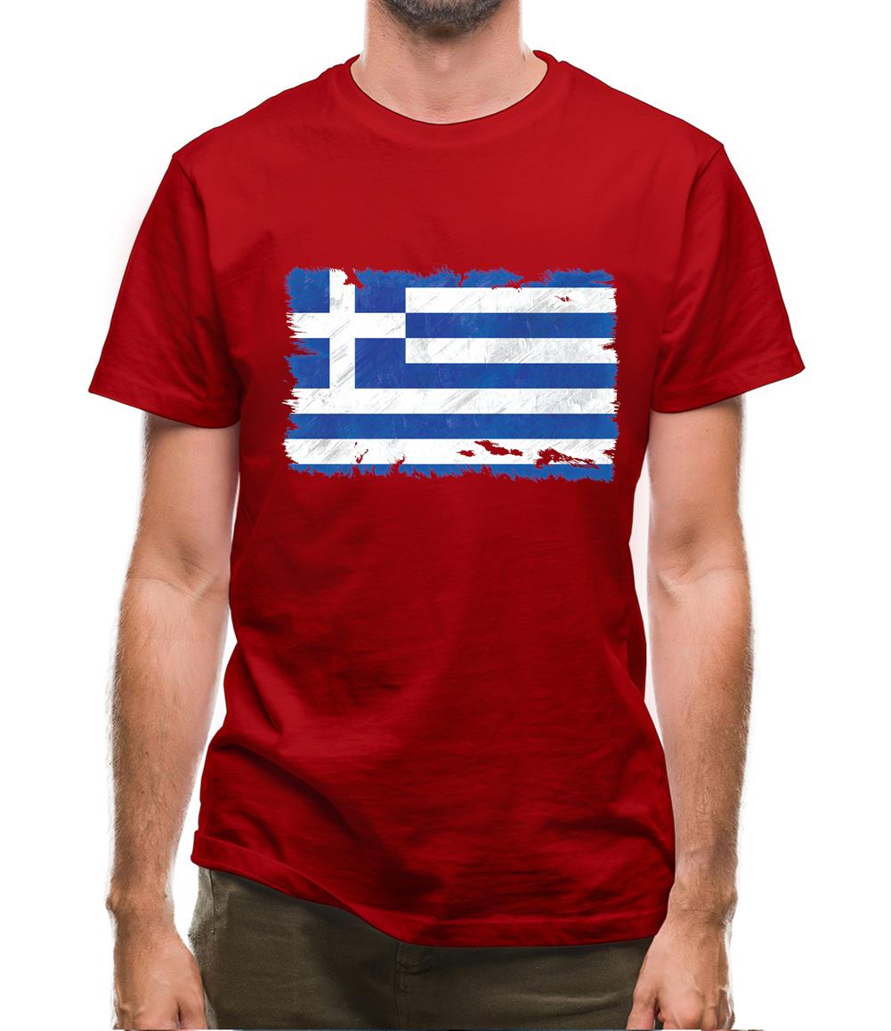 Greece Grunge Style Flag Mens T-Shirt
